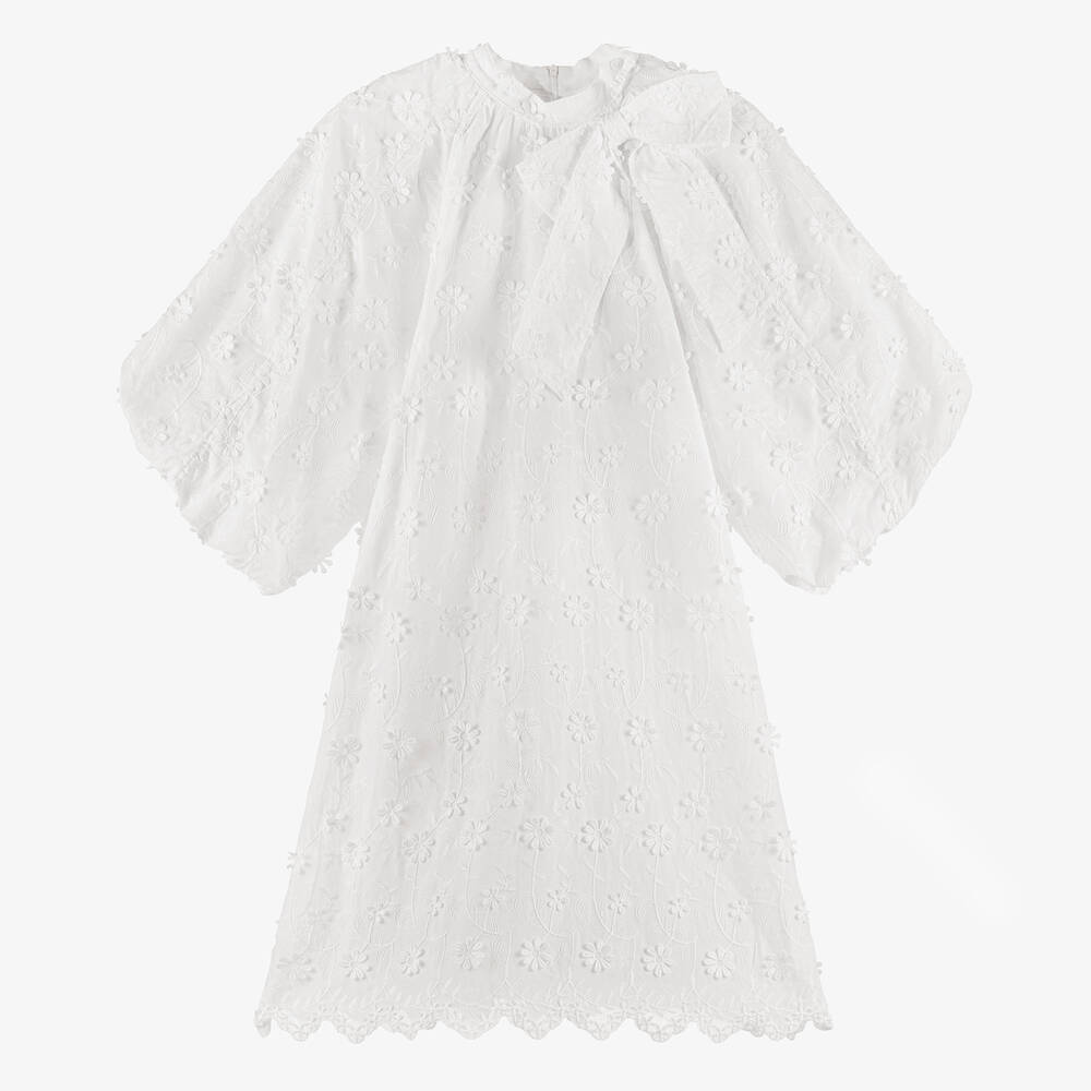 Petite Amalie - Teen Girls White Embroidered Floral Dress | Childrensalon
