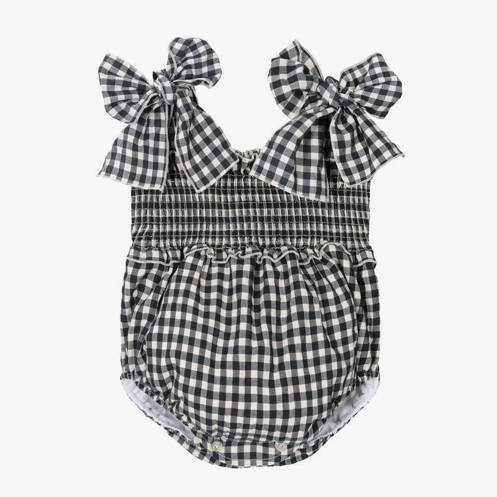 Phi Clothing - Baby Girls Black Gingham Cotton Shortie | Childrensalon