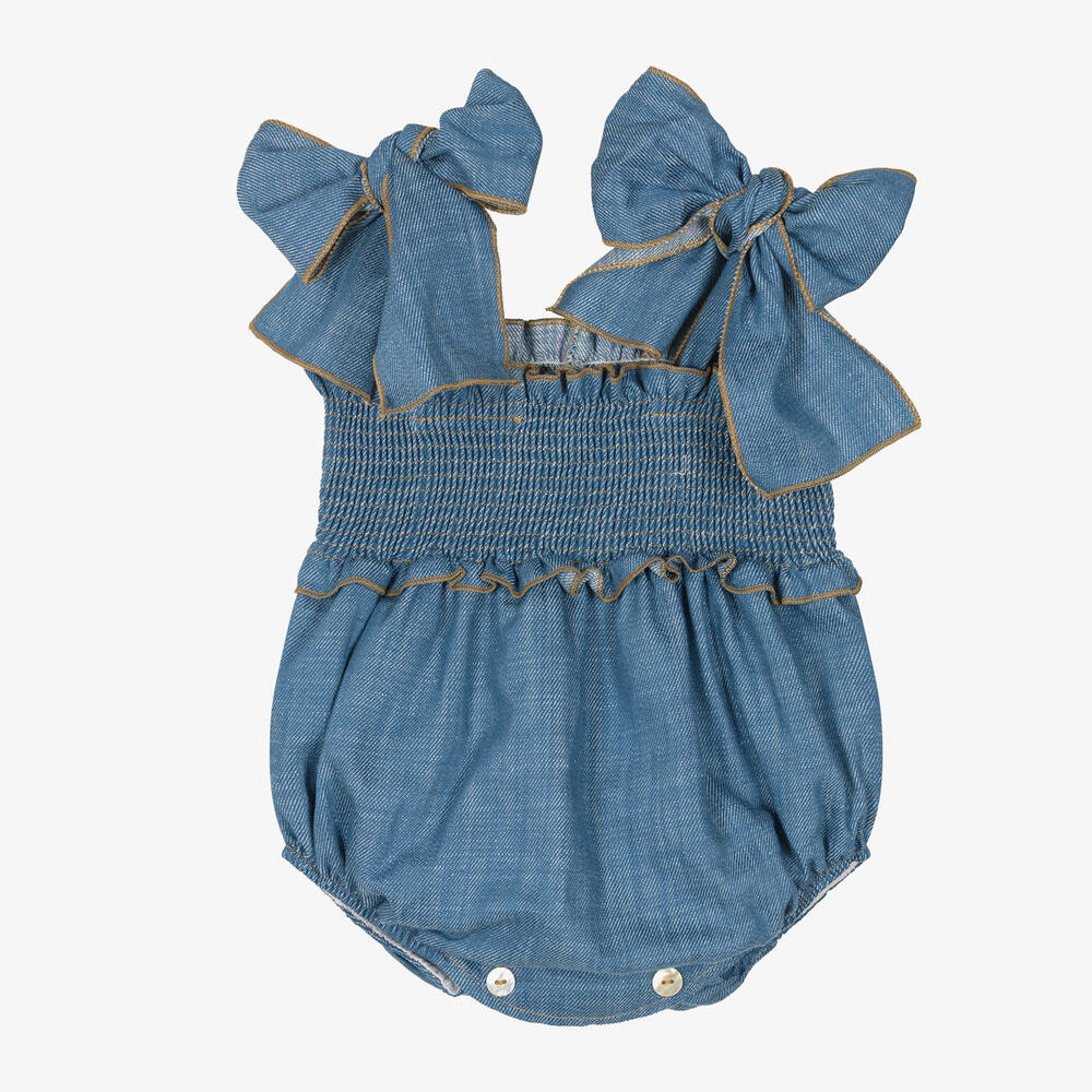 Phi Clothing - Голубой песочник из шамбре для малышек | Childrensalon