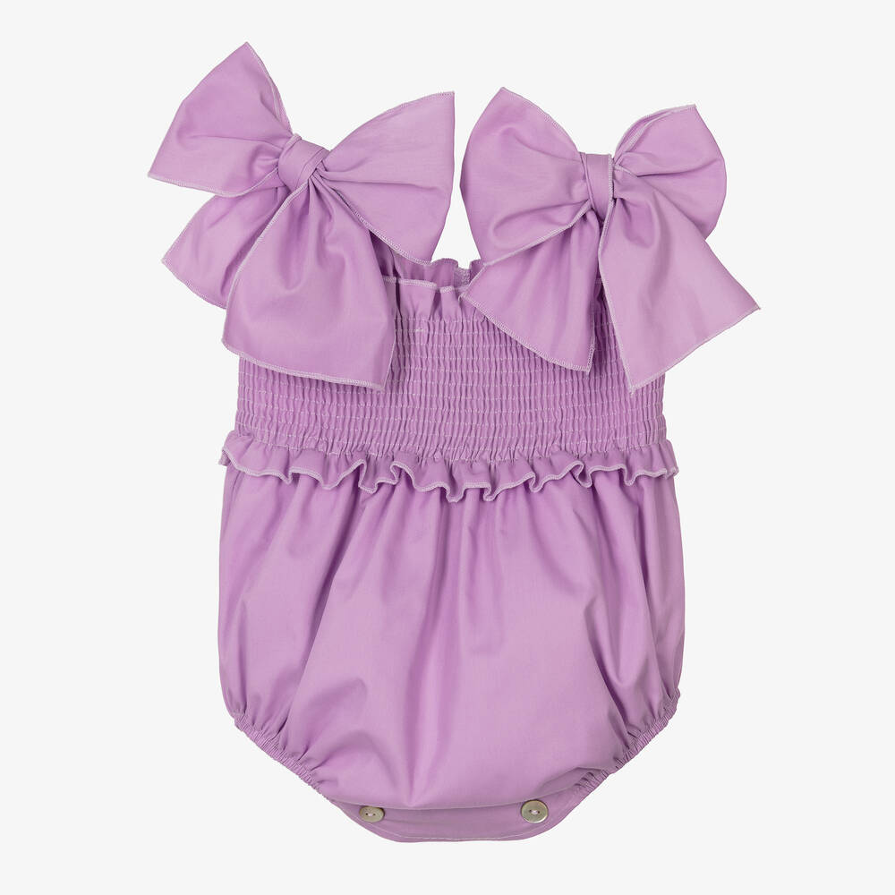 Phi Clothing - Фиолетовый хлопковый песочник для малышек | Childrensalon