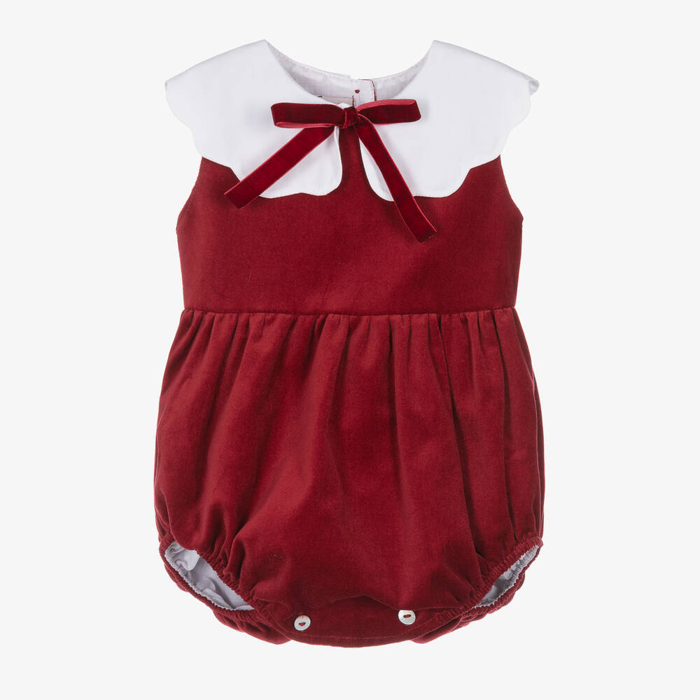 Phi Clothing - Barboteuse velours de coton rouge | Childrensalon