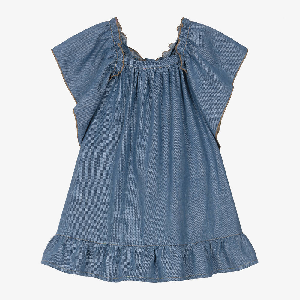 Phi Clothing - فستان قطن دنيم لون أزرق | Childrensalon