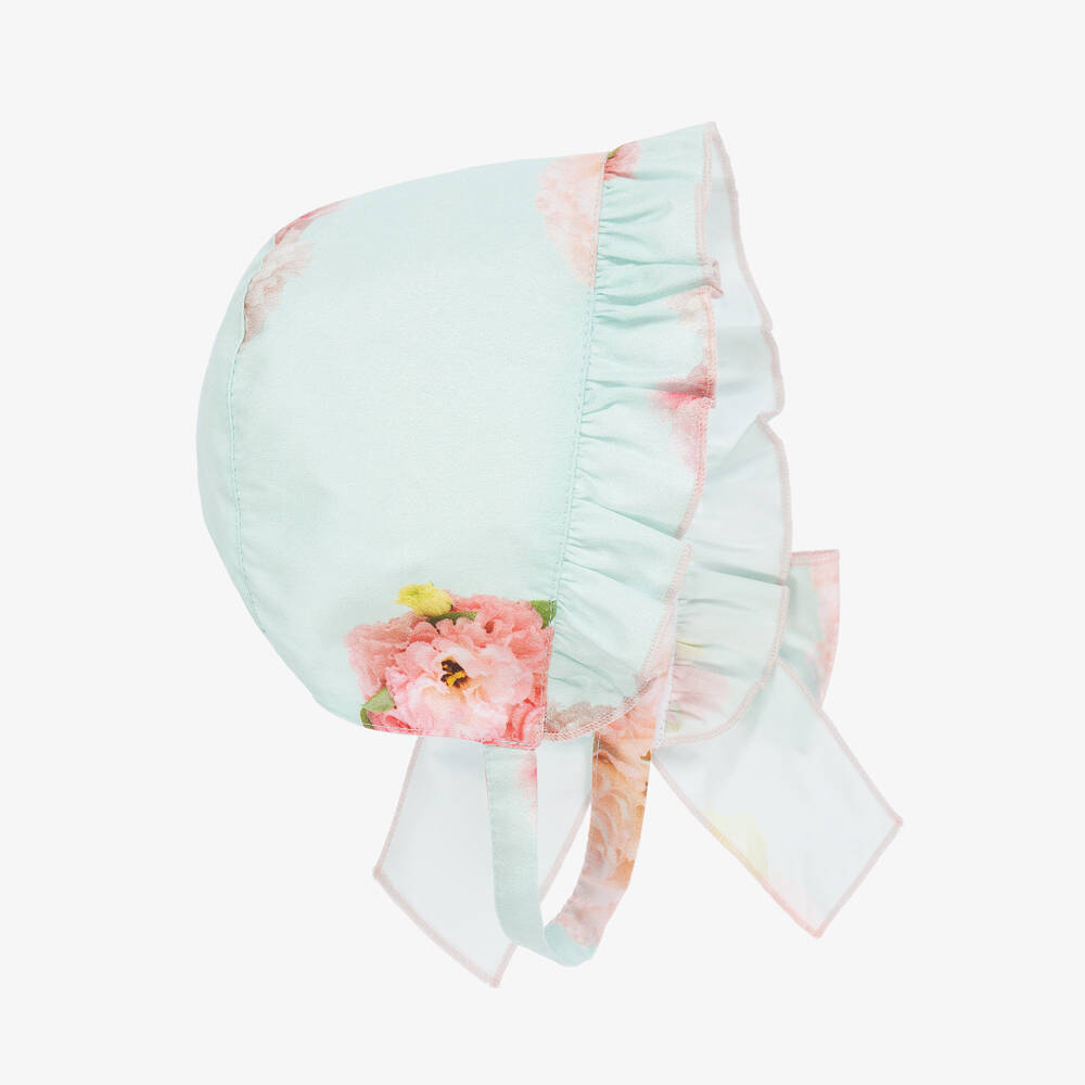 Phi Clothing - Bonnet bleu en coton à fleurs fille | Childrensalon