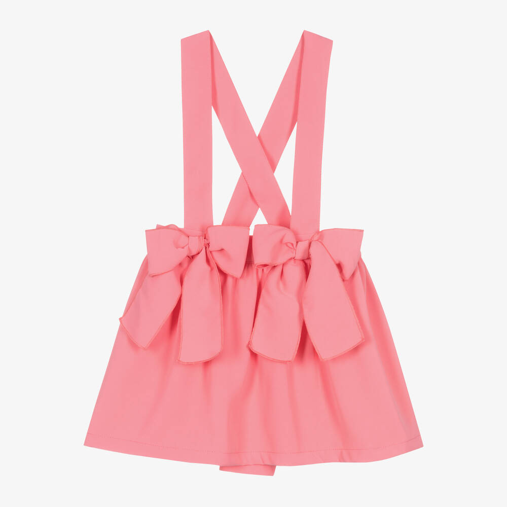 Phi Clothing - Girls Coral Pink Crêpe Bow Skirt | Childrensalon