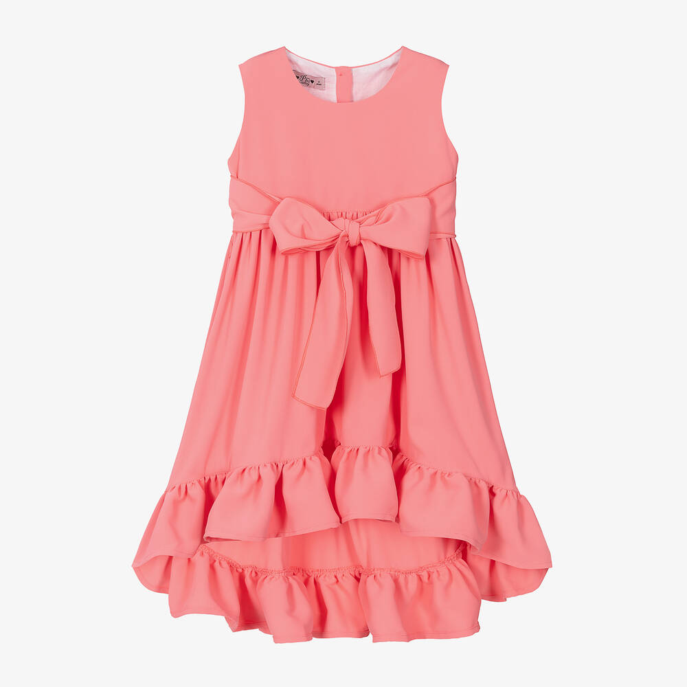 Phi Clothing - Girls Coral Pink Dress | Childrensalon