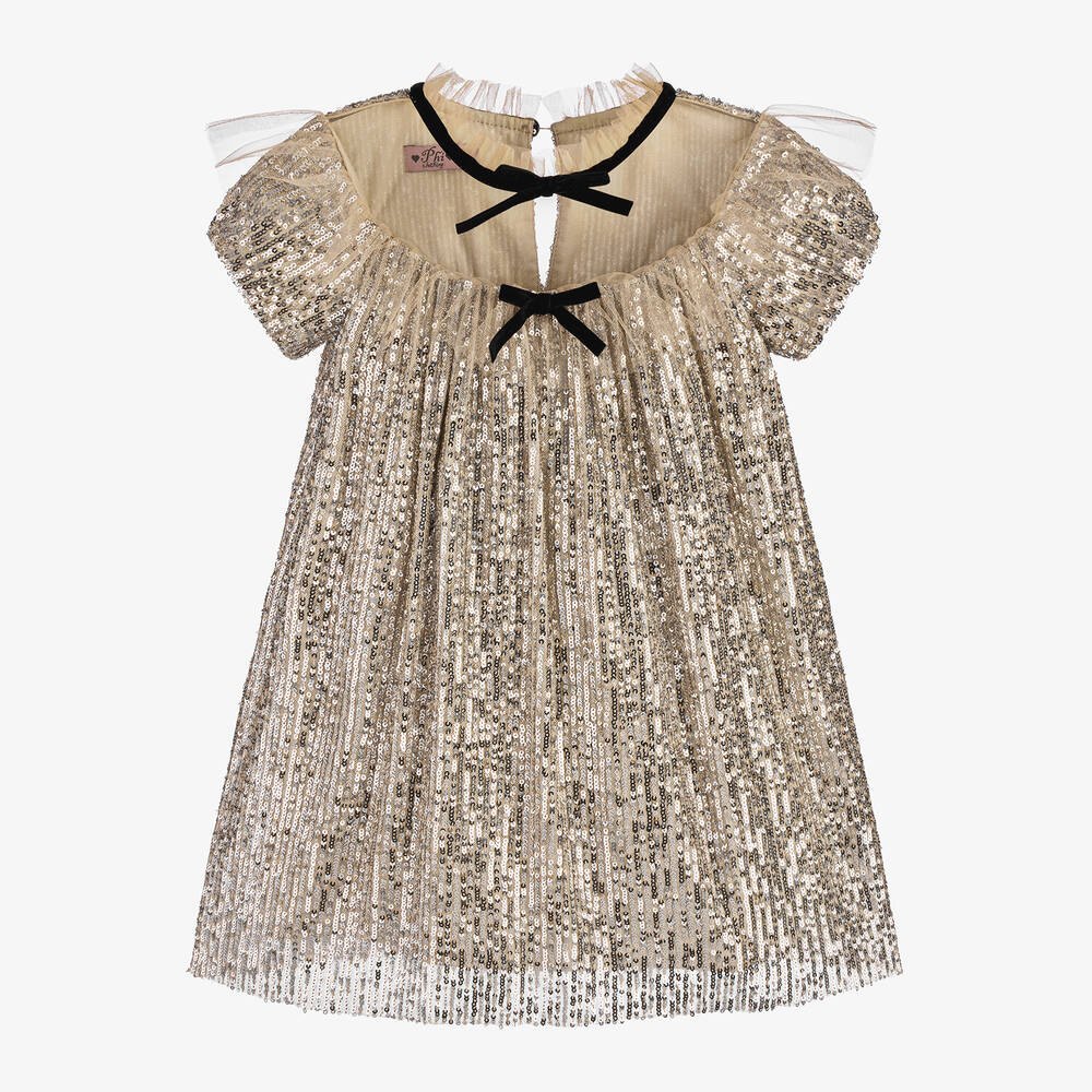 Phi Clothing - Girls Gold & Silver Sequin Dress | Childrensalon