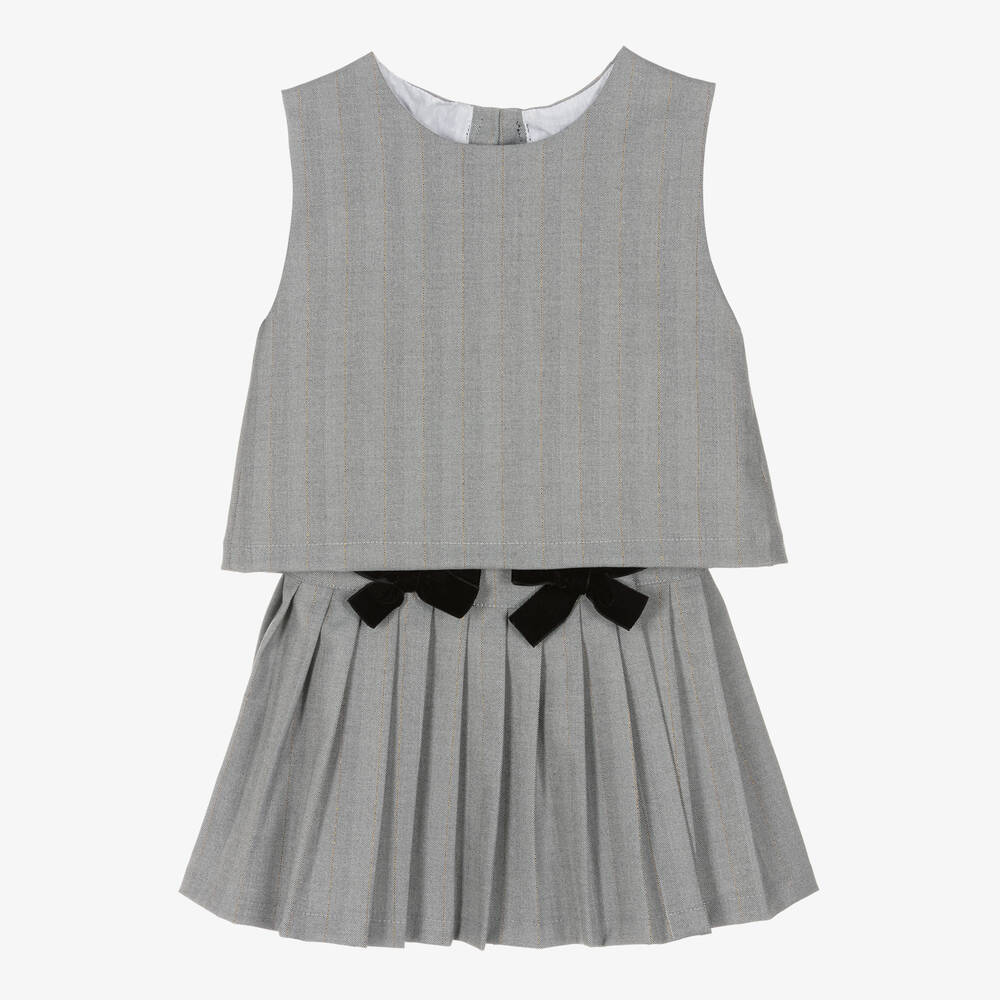 Phi Clothing - Girls Grey Top & Skirt Set | Childrensalon