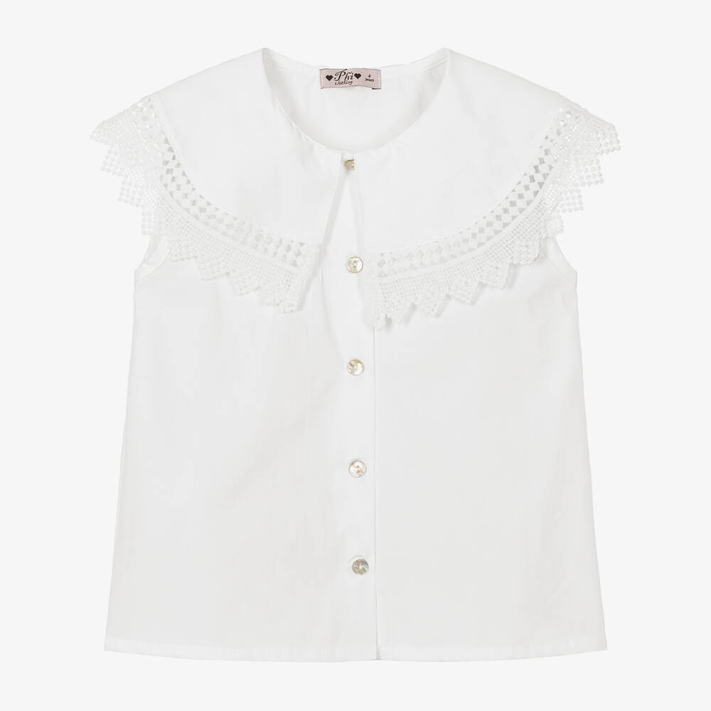 Phi Clothing - Кремовая хлопковая блузка без рукавов | Childrensalon