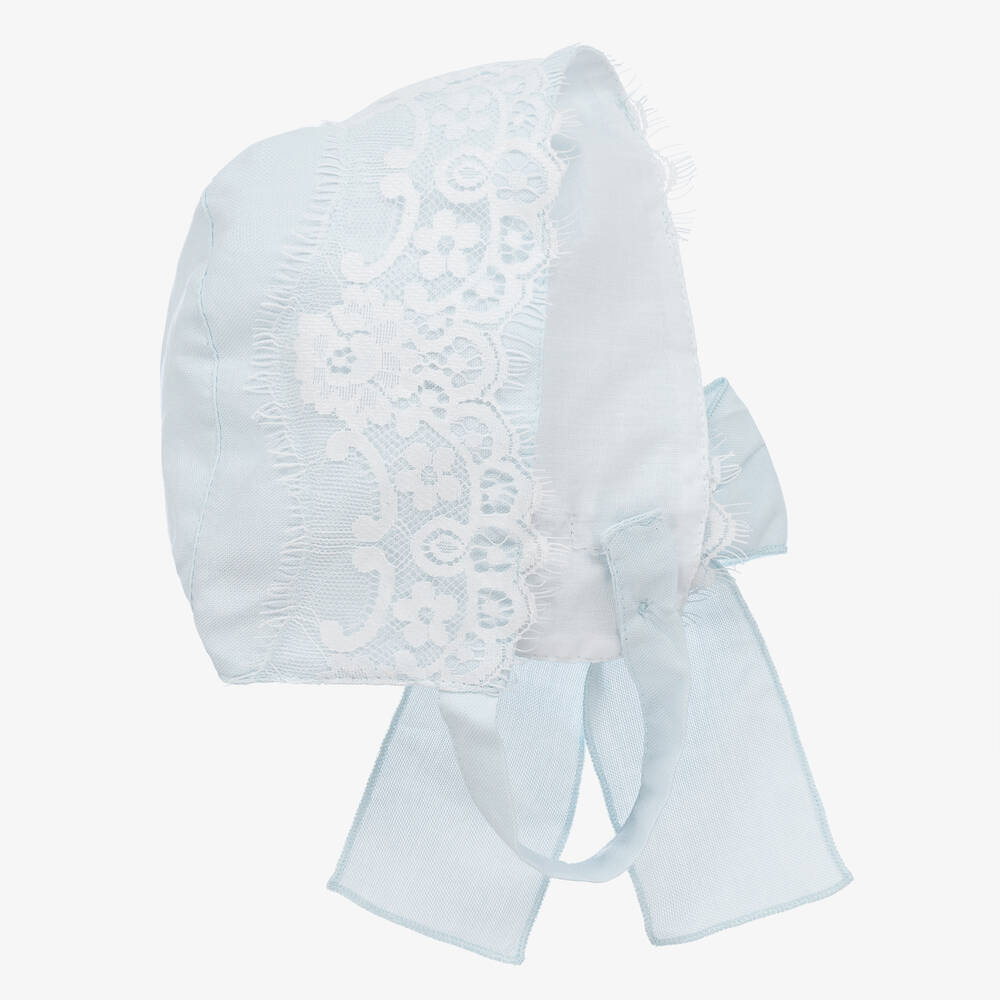 Phi Clothing - Bonnet bleu clair en coton à dentelle | Childrensalon