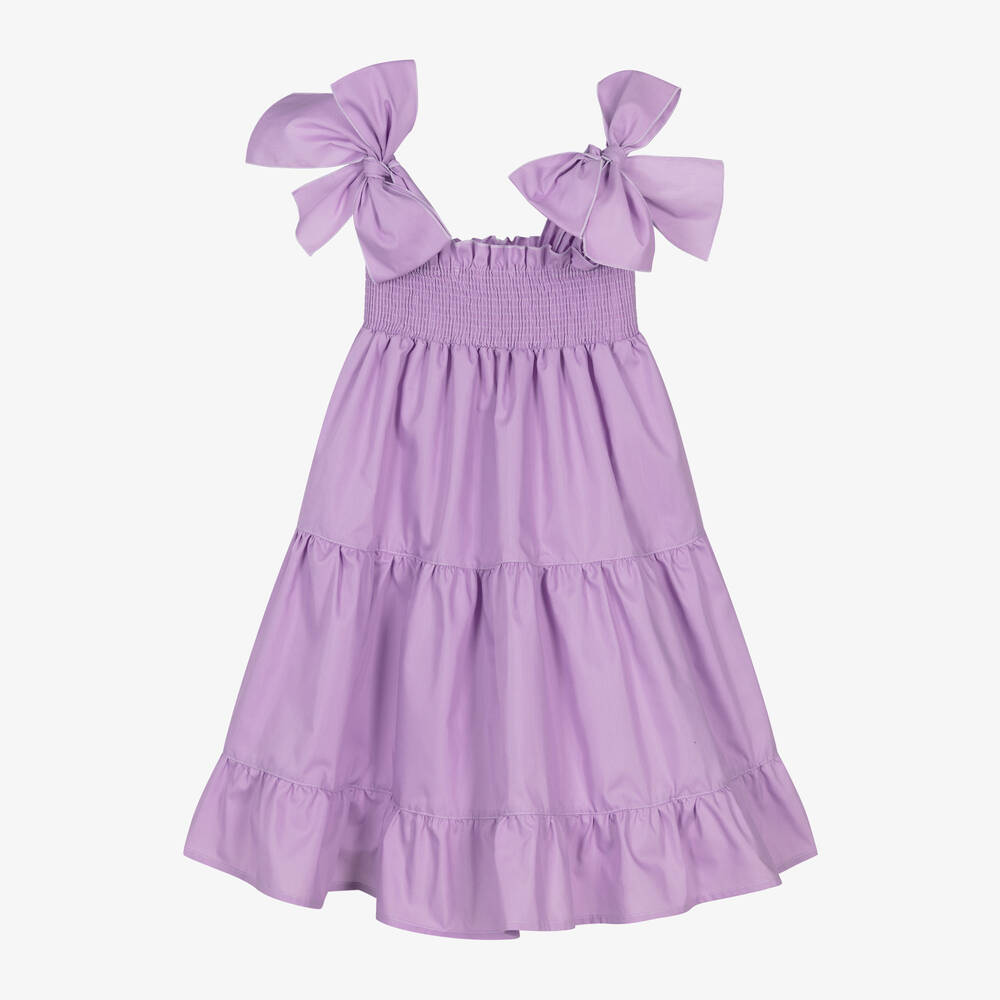 Phi Clothing - فستان بطبقات مزيج قطن لون بنفسجي | Childrensalon