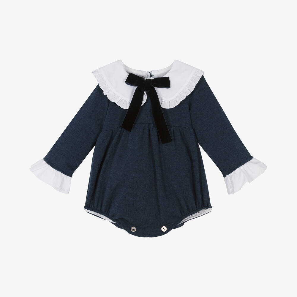 Phi Clothing - Girls Navy Blue Knitted Shortie | Childrensalon