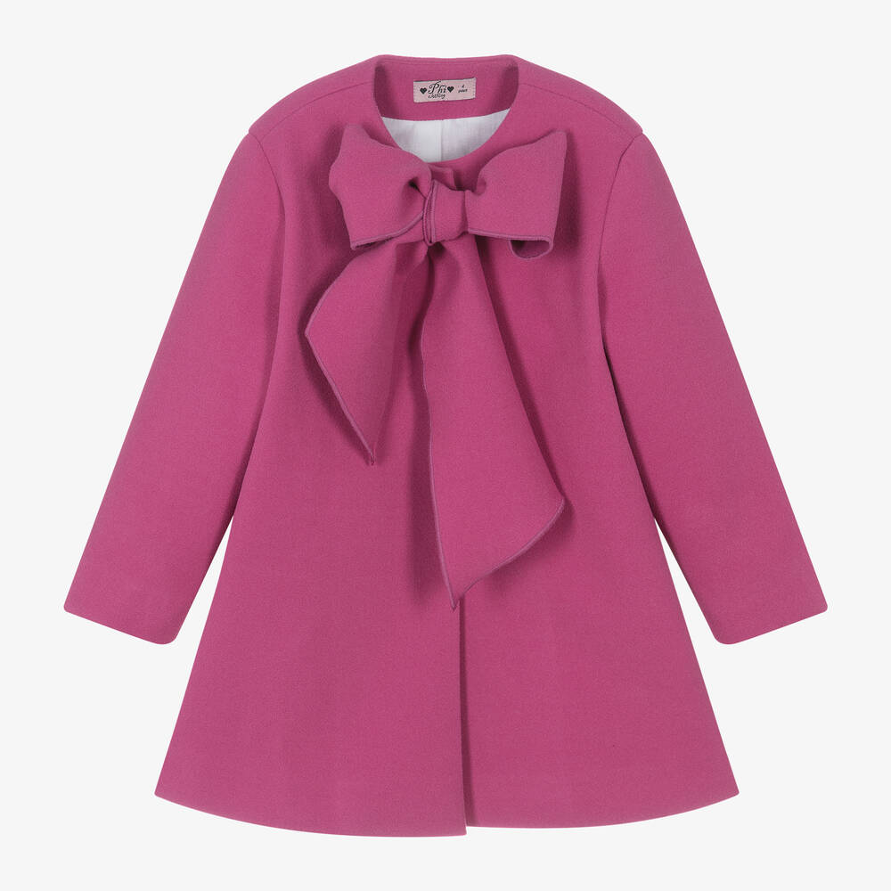 Phi Clothing - Girls Pink Bow Coat | Childrensalon