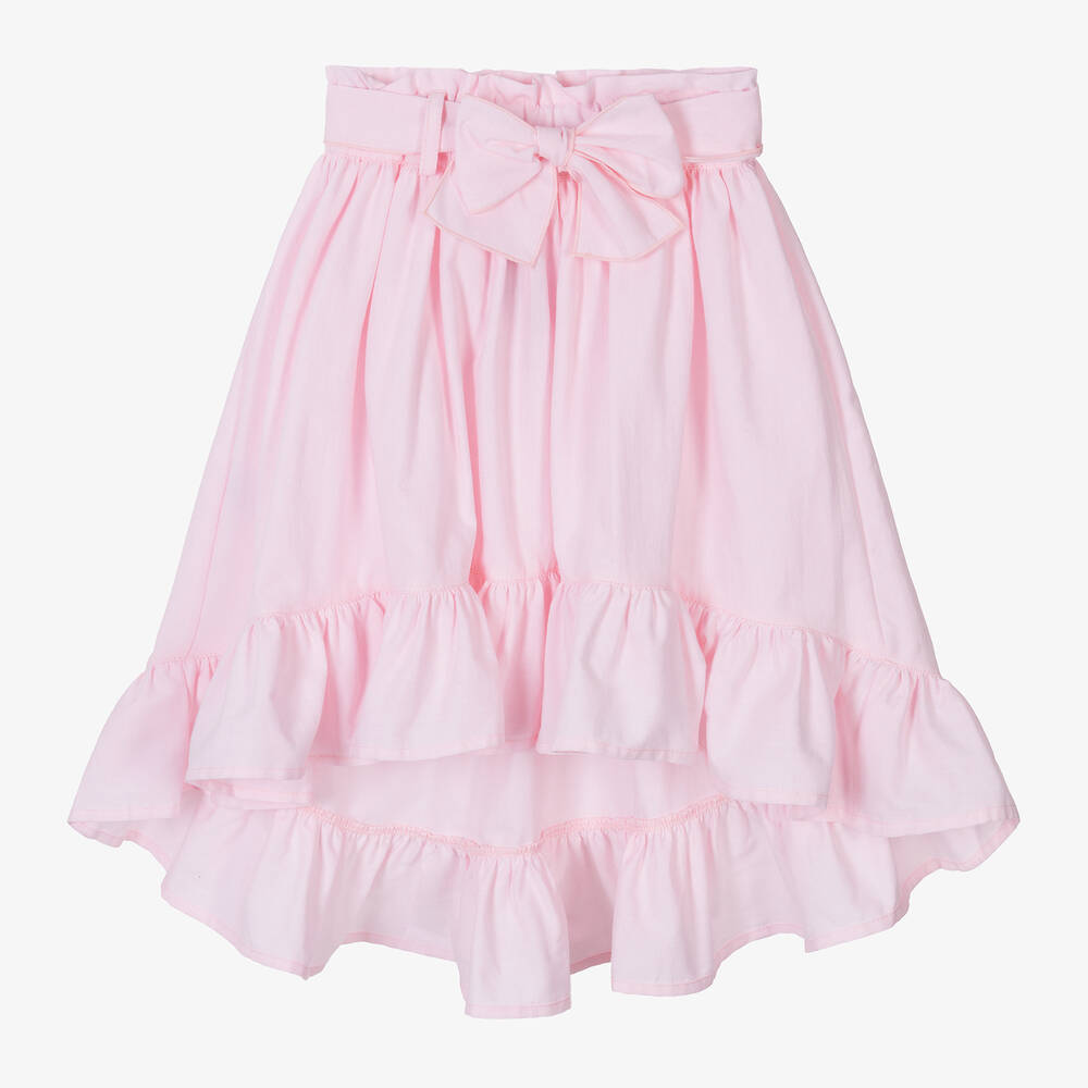 Phi Clothing - Girls Pink Cotton Bow Skirt | Childrensalon