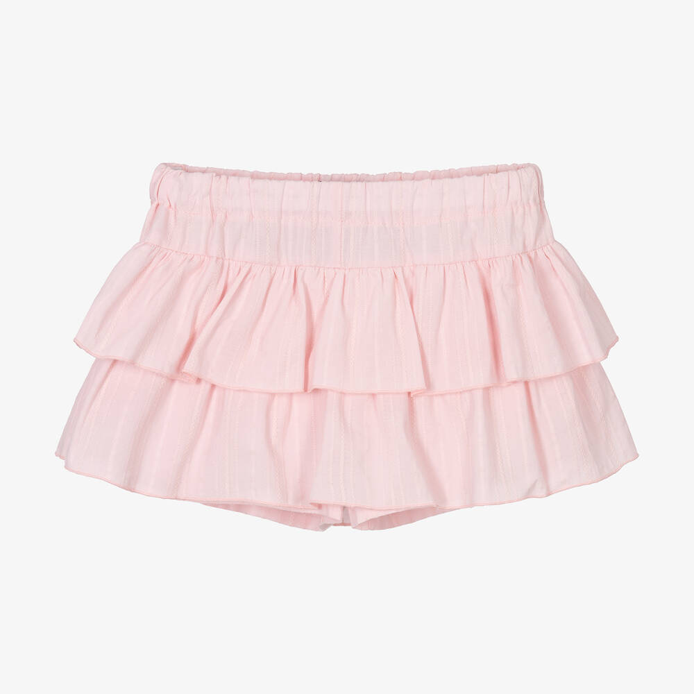 Phi Clothing - Girls Pink Cotton Frilled Skort | Childrensalon