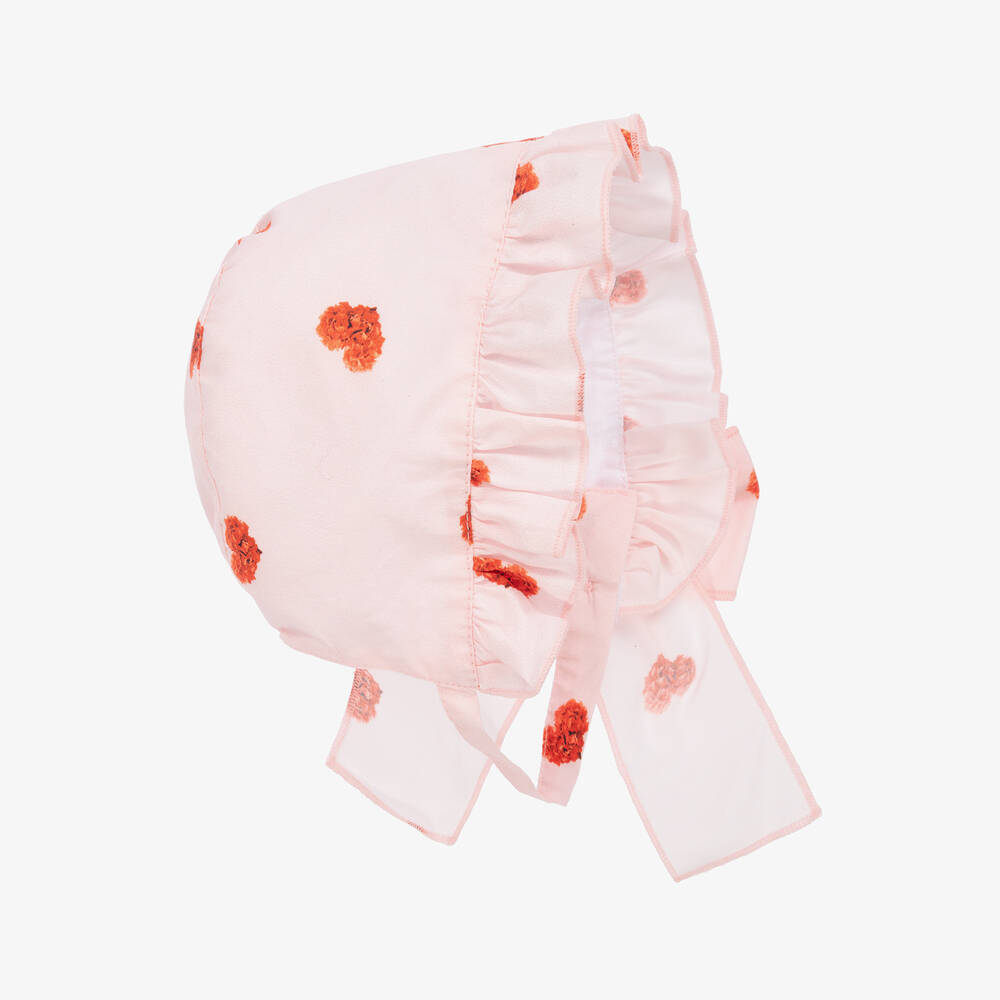 Phi Clothing - Girls Pink Heart Print Cotton Bonnet | Childrensalon