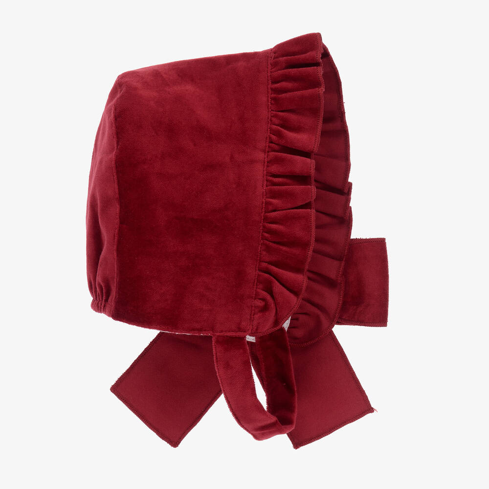 Phi Clothing - Bonnet rouge en velours fille | Childrensalon
