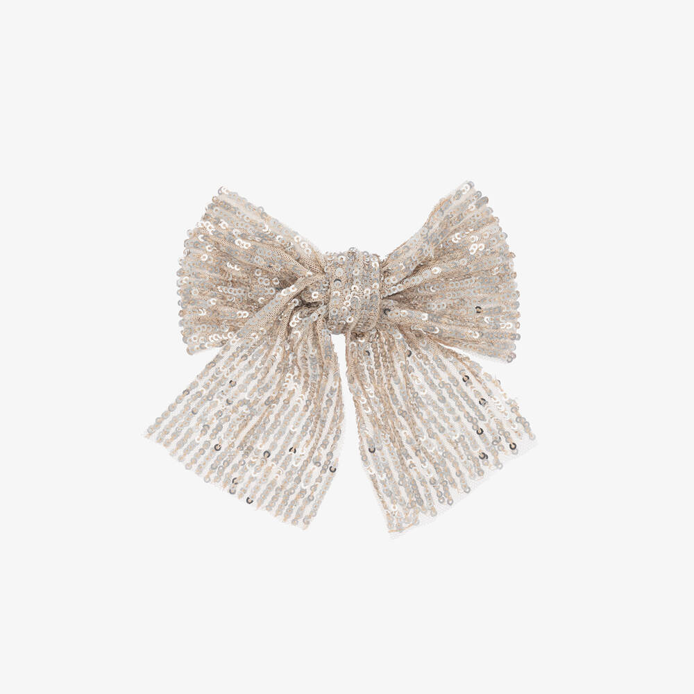 Shop Phi Clothing Girls Silver Sequin Bow Clip (15cm)