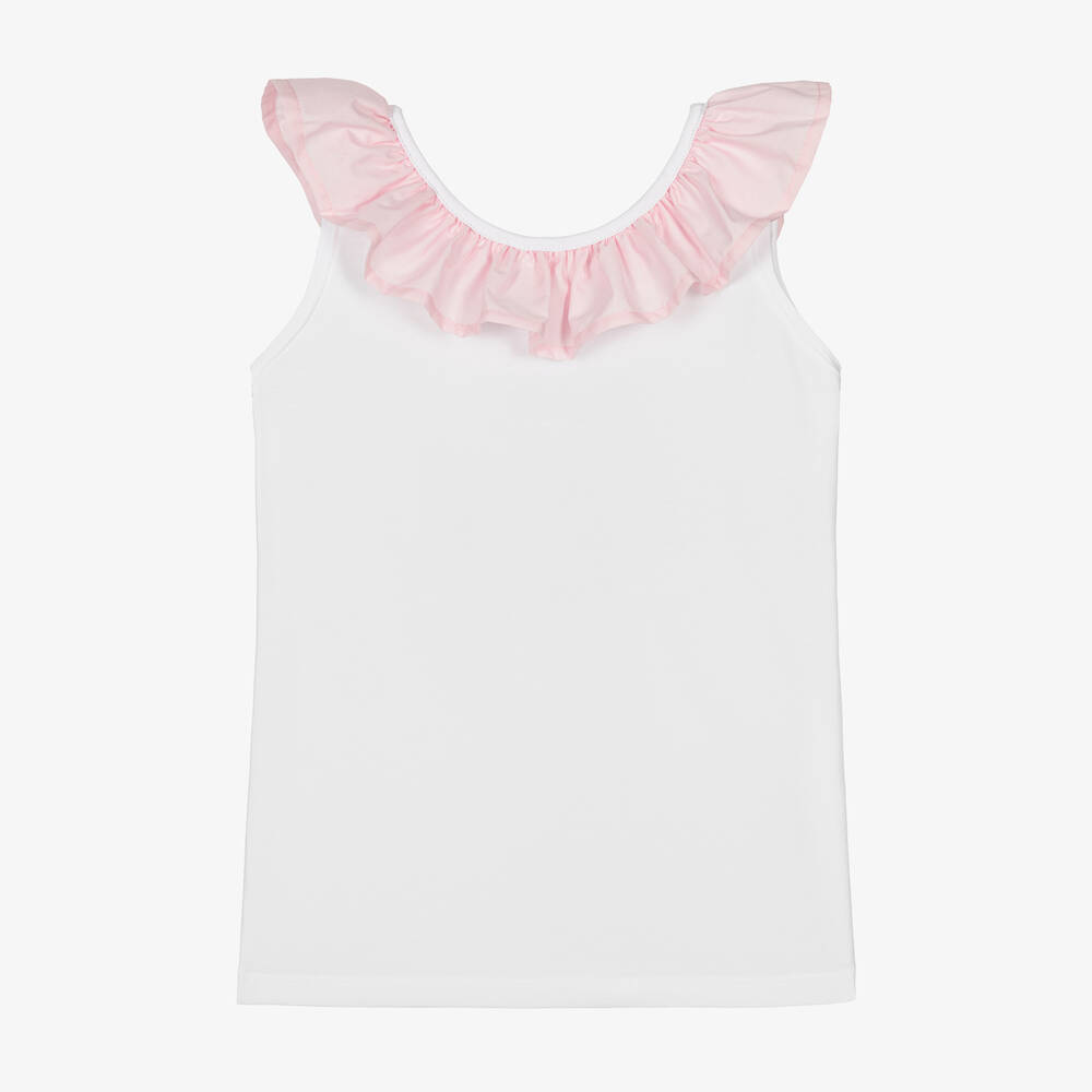 Phi Clothing - Girls White Cotton Bow T-Shirt | Childrensalon
