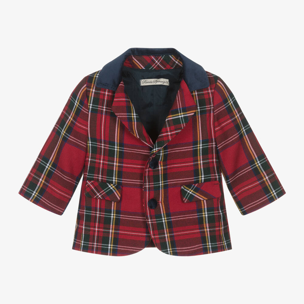 Piccola Speranza - Boys Red Tartan Check Blazer | Childrensalon