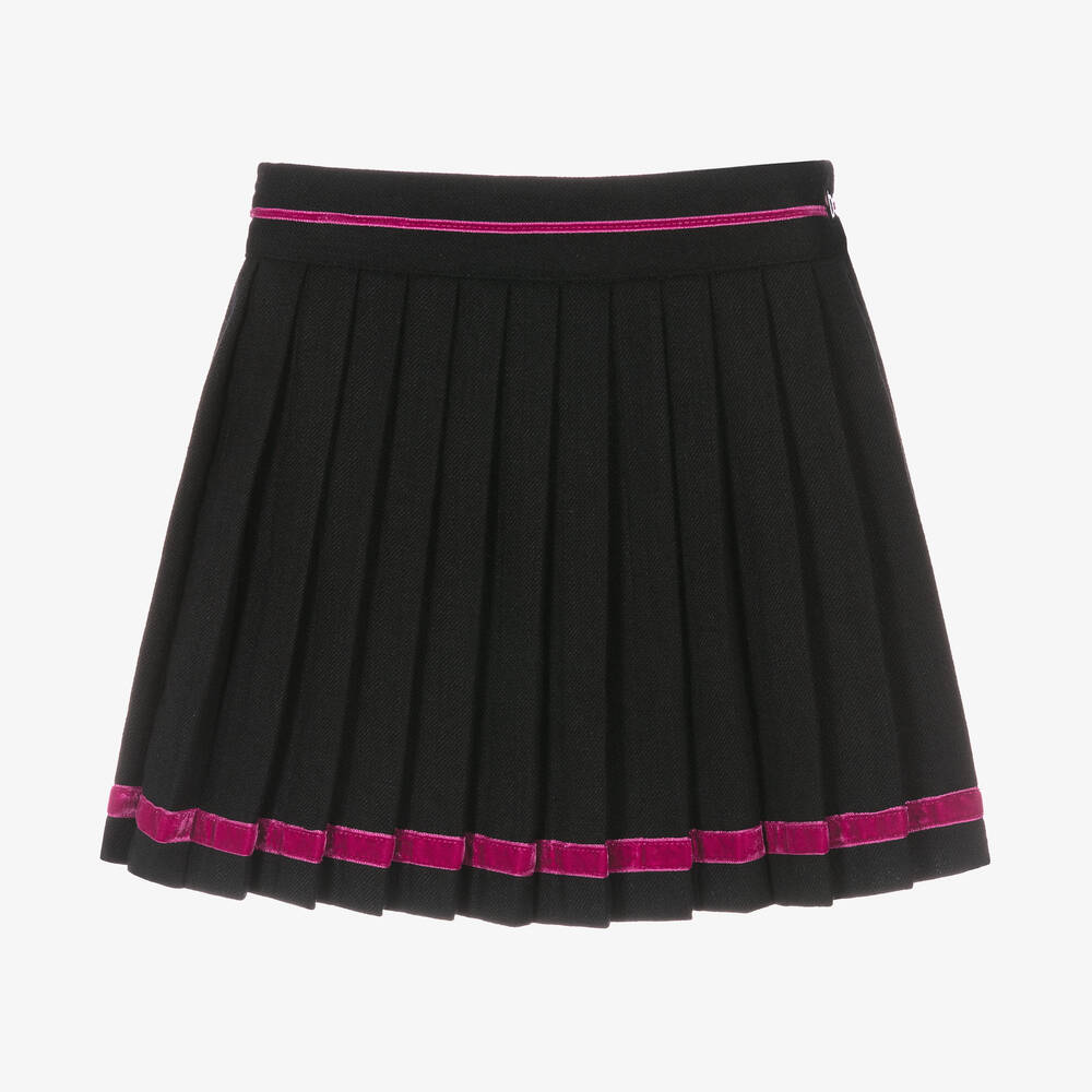 Piccola Speranza Babies' Girls Black Pleated Wool Skirt