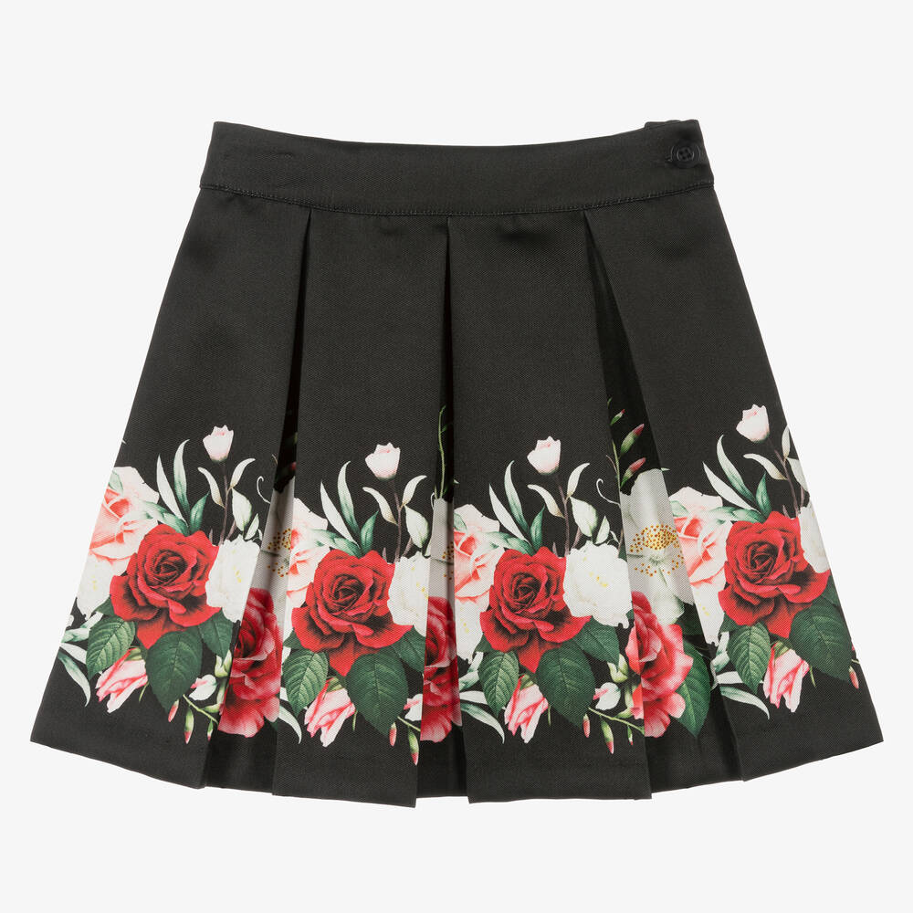 Piccola Speranza - Girls Black & Red Roses Skirt | Childrensalon