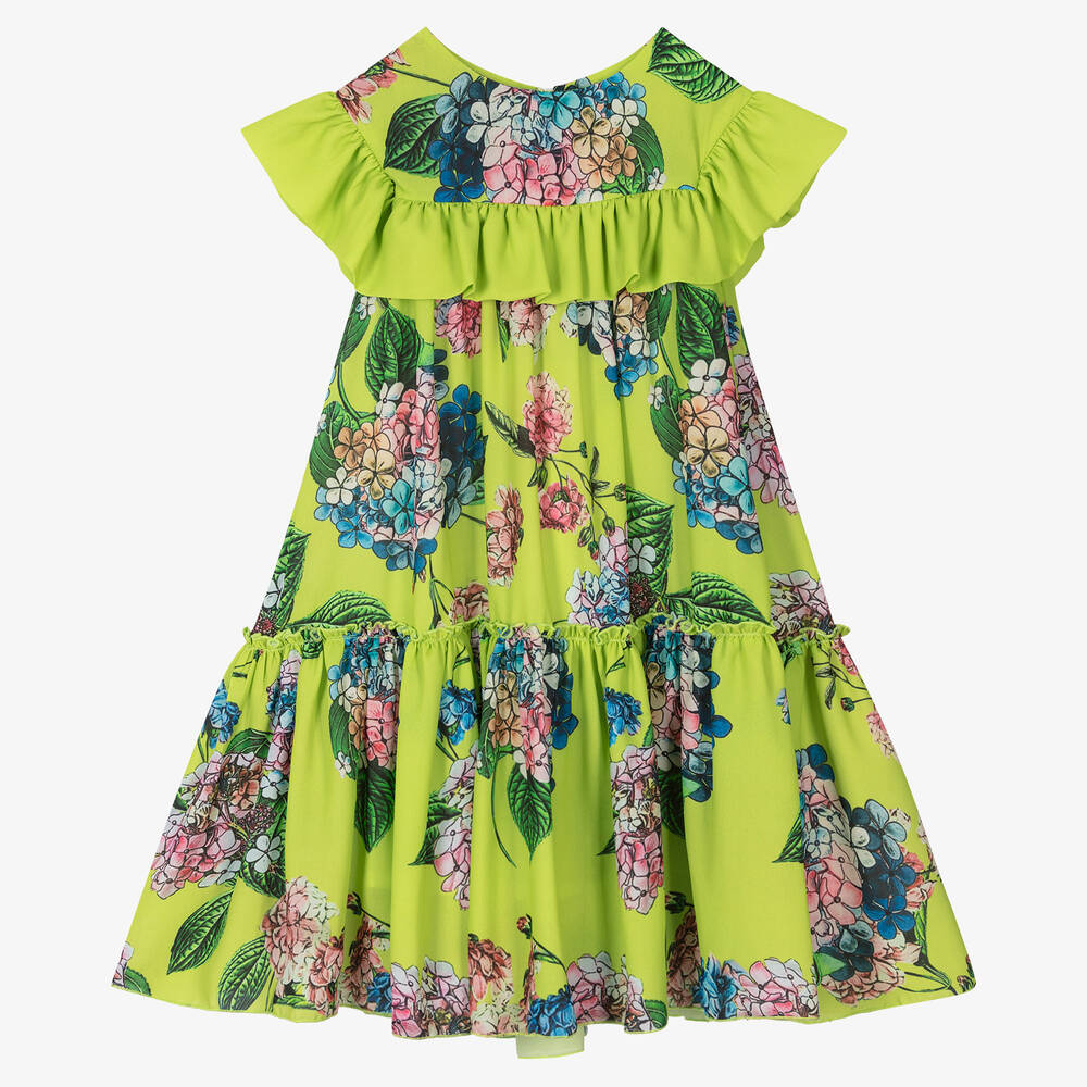 Piccola Speranza - Girls Green Floral Chiffon Dress | Childrensalon