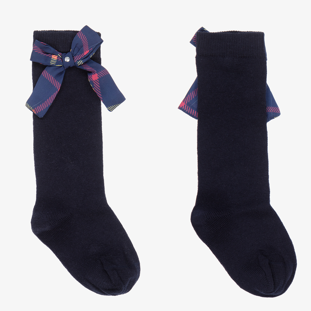 Piccola Speranza Babies' Girls Navy Blue Cotton Socks