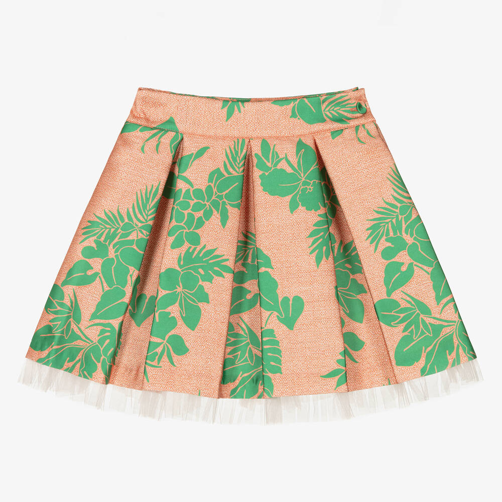 Piccola Speranza - Girls Orange Satin Twill Skirt | Childrensalon