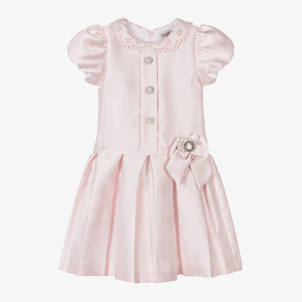 Piccola Speranza Babies' Girls Pale Pink Satin Collared Dress