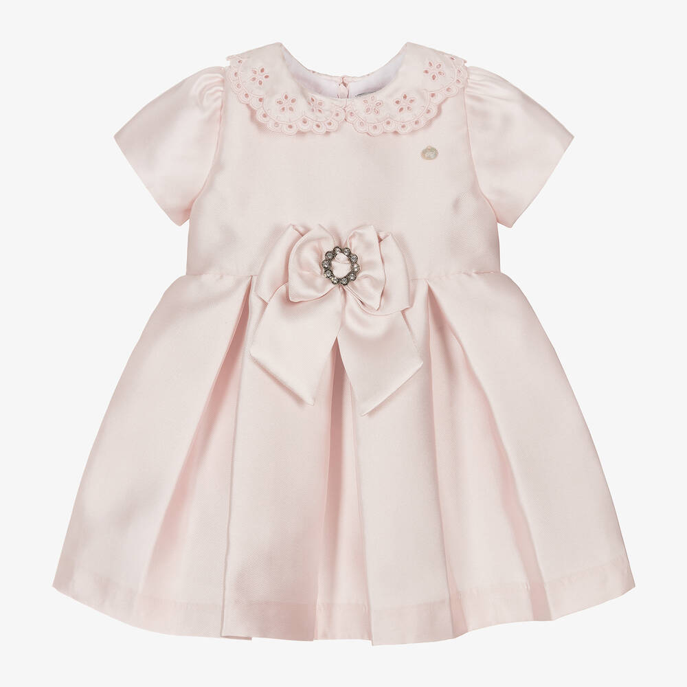 Piccola Speranza - Розовое атласное платье с воротником для девочек | Childrensalon