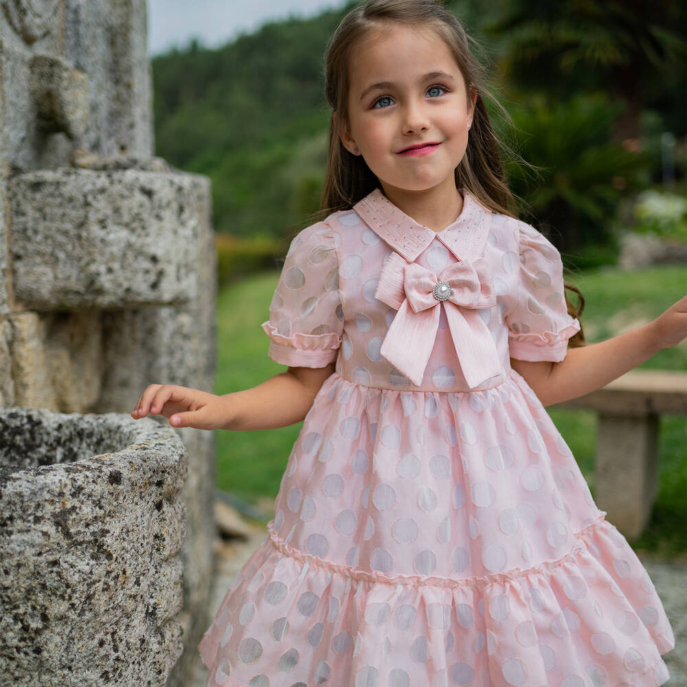 Piccola Speranza Pink Wool Houndstooth Dress - Frank and Polly Kids Clothing