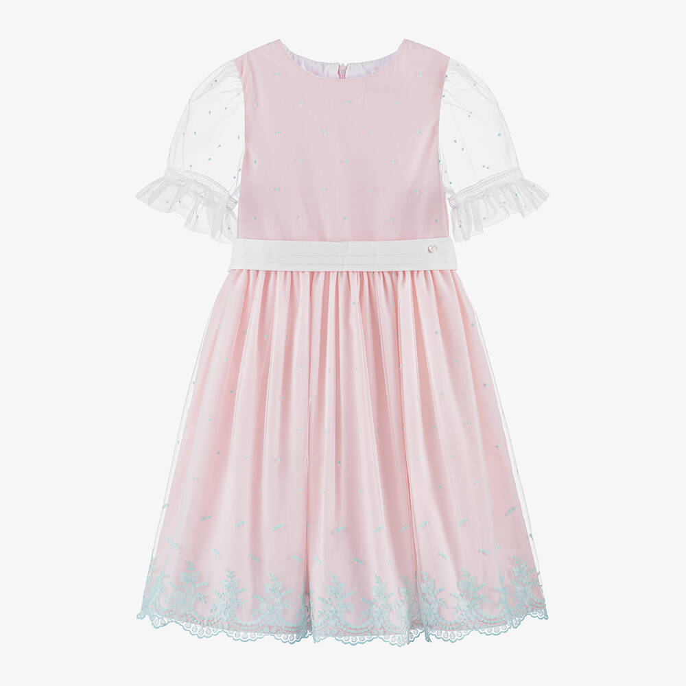 Piccola Speranza - Girls Pink Cotton & Tulle Dress | Childrensalon