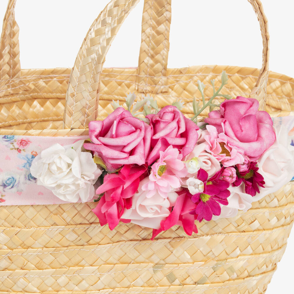 Basket bag in raffia and calfskin Natural/Tan - LOEWE