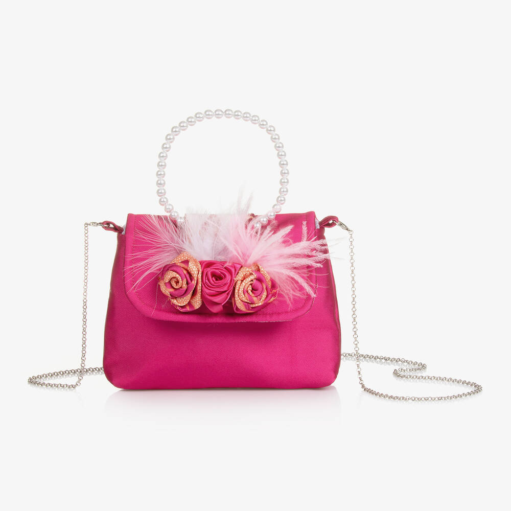 Piccola Speranza Kids' Girls Pink Satin Twill Handbag (18cm)
