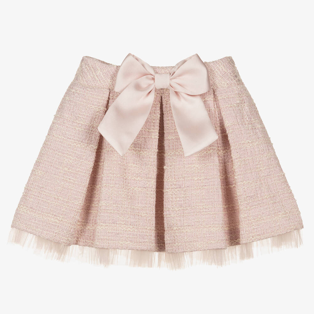 Piccola Speranza - Girls Pink Tweed Bow Skirt | Childrensalon