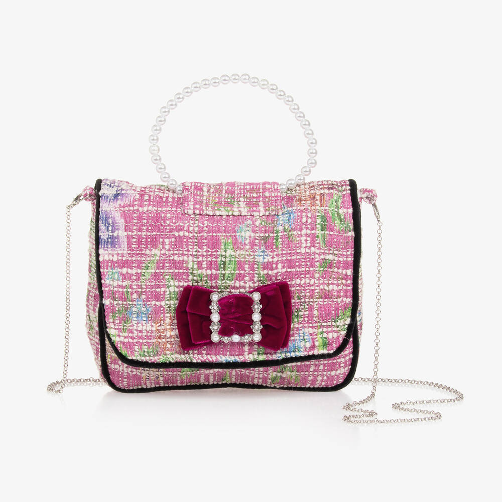 Piccola Speranza - Girls Pink Tweed Handbag (19cm) | Childrensalon