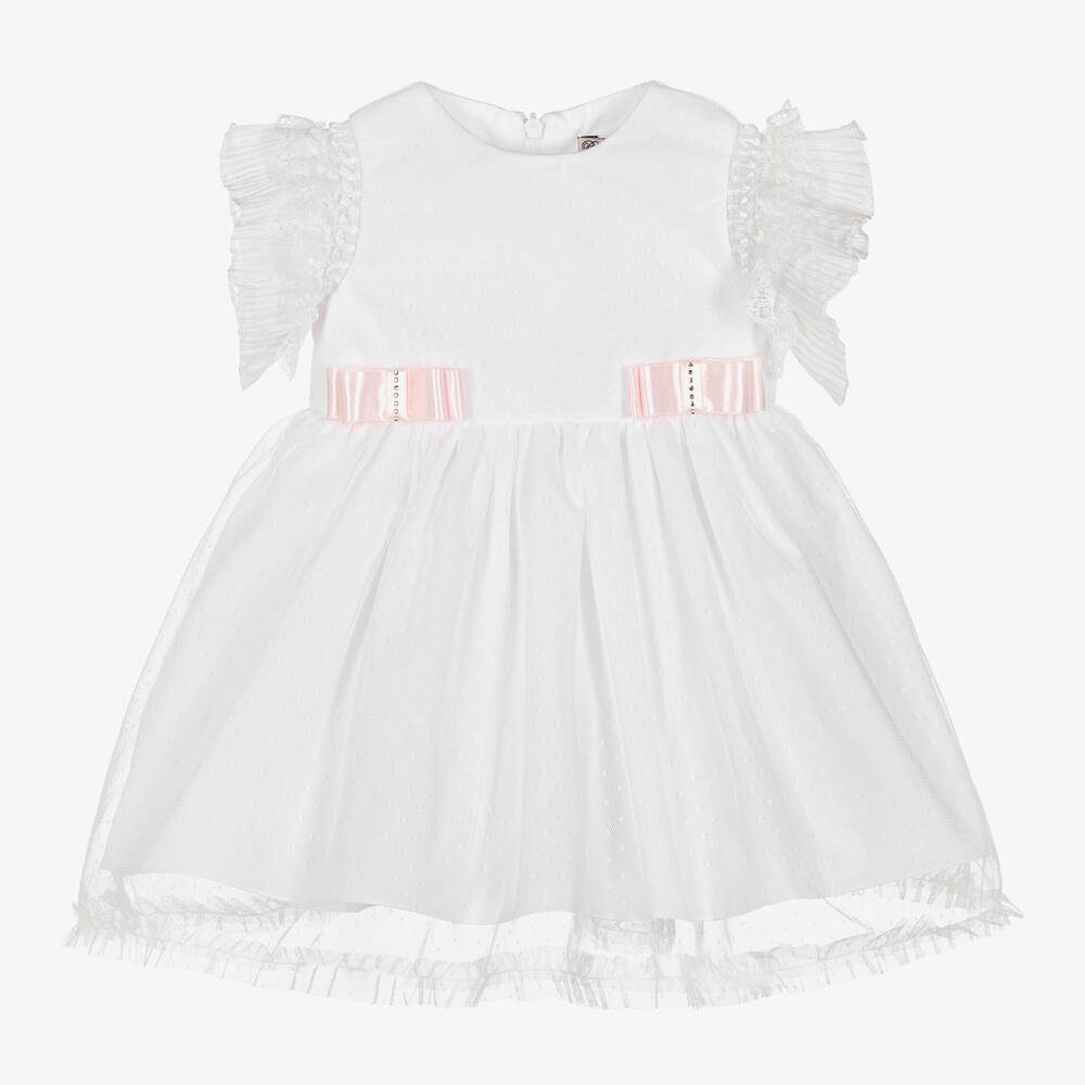 Piccola Speranza - Girls White Lace Tulle Dress | Childrensalon