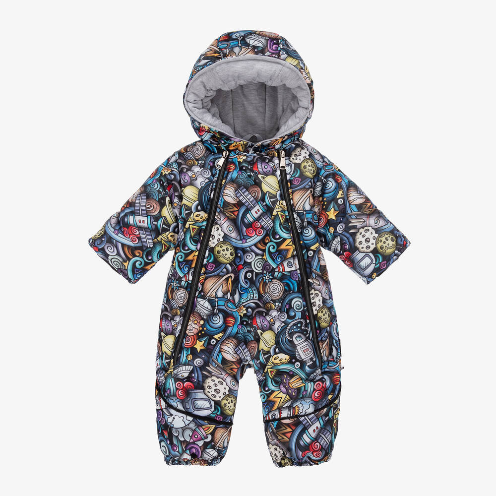 Pilguni - Baby Boys Black Space Print 2-in-1 Snowsuit | Childrensalon