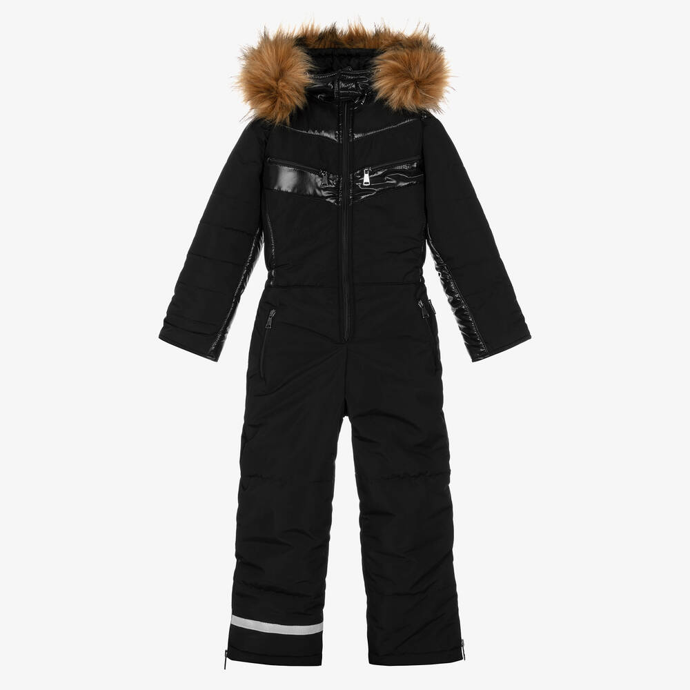 Pilguni - Black Padded Hooded Snowsuit  | Childrensalon