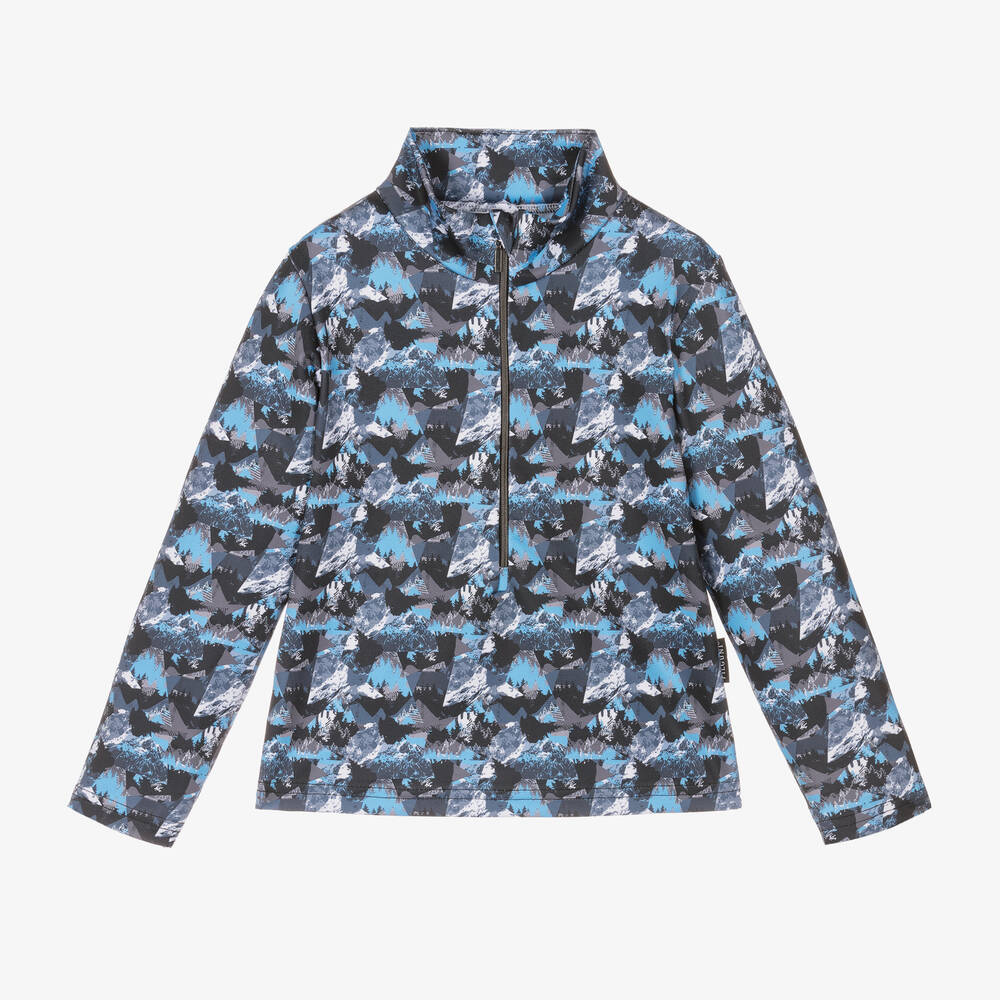 Pilguni - Boys Blue Alpine Zip-Up Thermal Top | Childrensalon