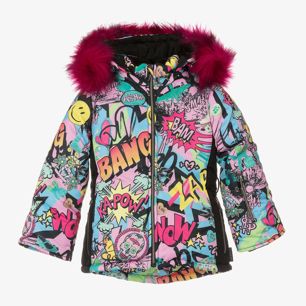Pilguni - Розовая лыжная куртка с граффити | Childrensalon