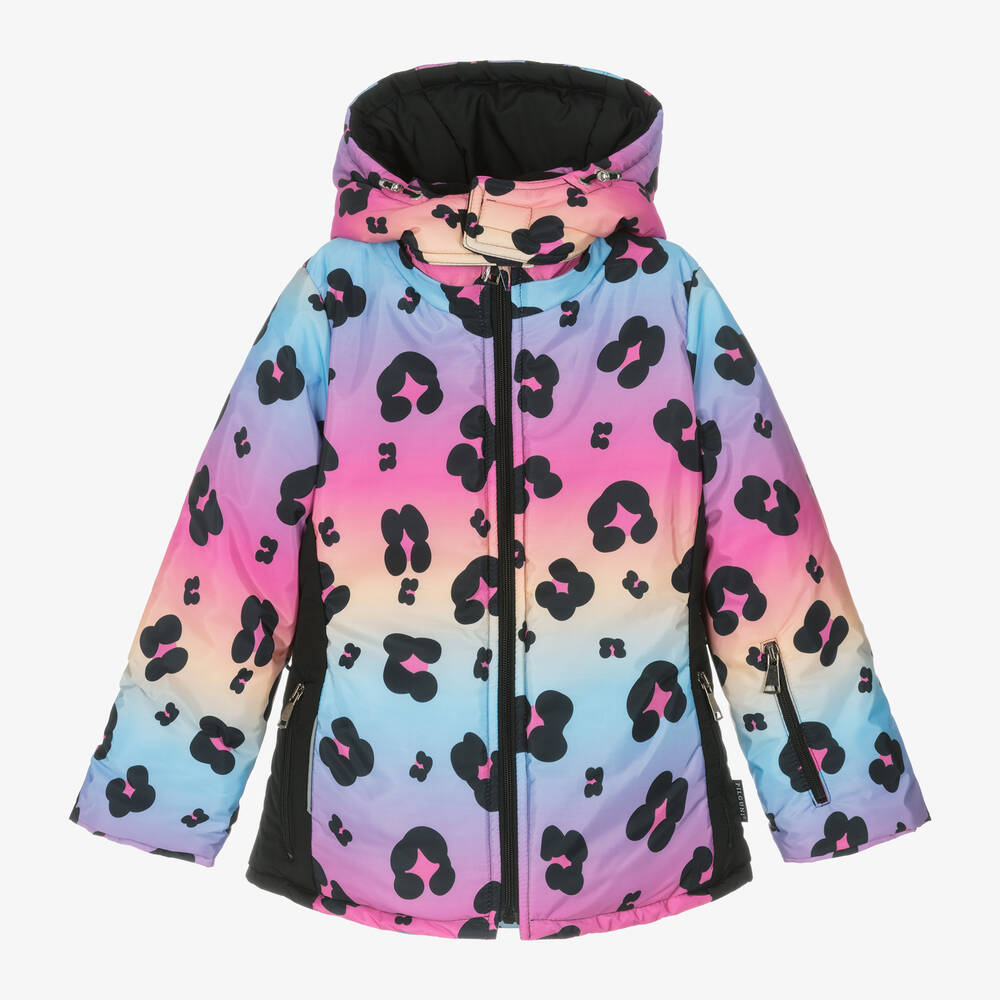 Pilguni - Girls Pink Leopard Print Ski Jacket | Childrensalon