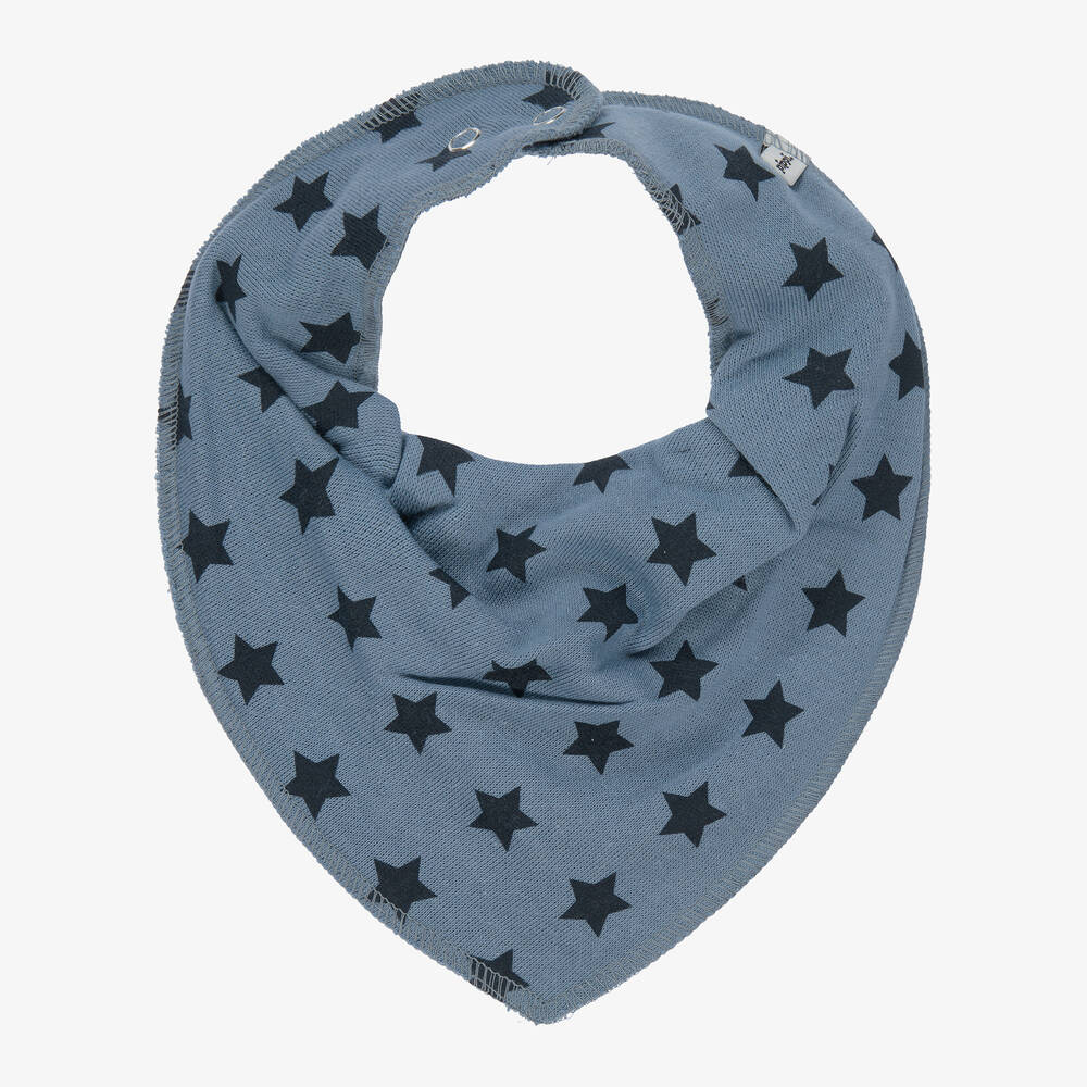 Pippi - مريلة باندانا قطن عضوي لون أزرق بطبعة نجوم للأطفال | Childrensalon