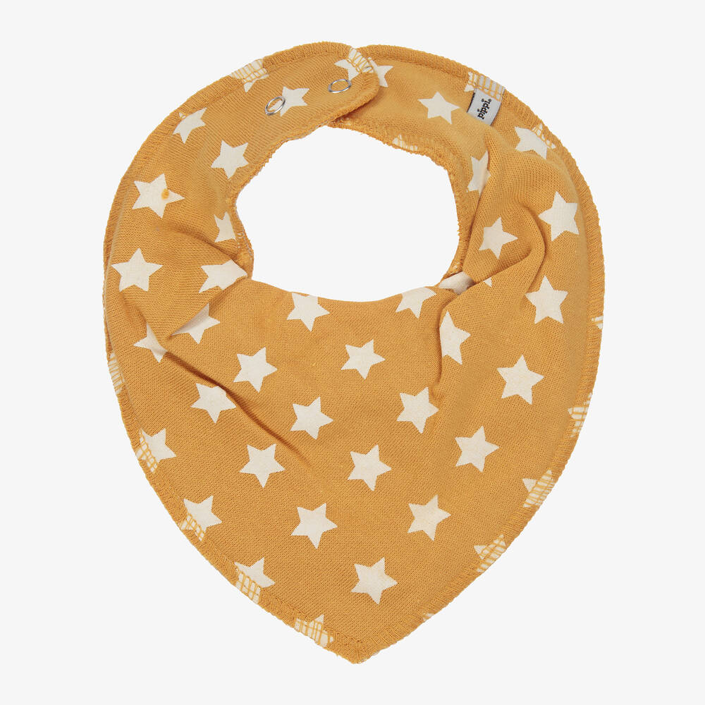 Pippi - مريلة باندانا قطن عضوي لون أصفر بطبعة نجوم للأطفال | Childrensalon