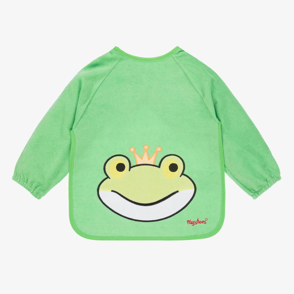 Playshoes - Baby Green Frog Sleeved Apron Bib | Childrensalon
