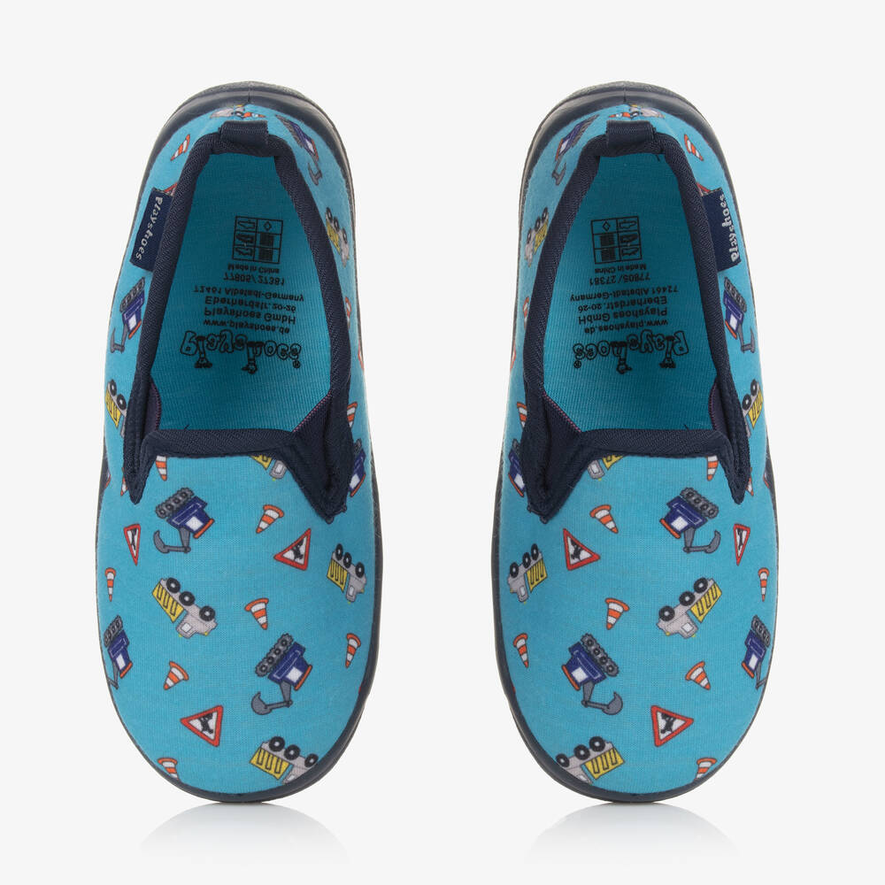 Playshoes - Blue Construction Slippers | Childrensalon