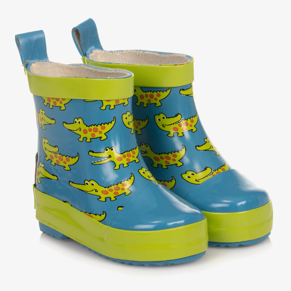 Playshoes - Bottes de pluie bleues Crocodile | Childrensalon