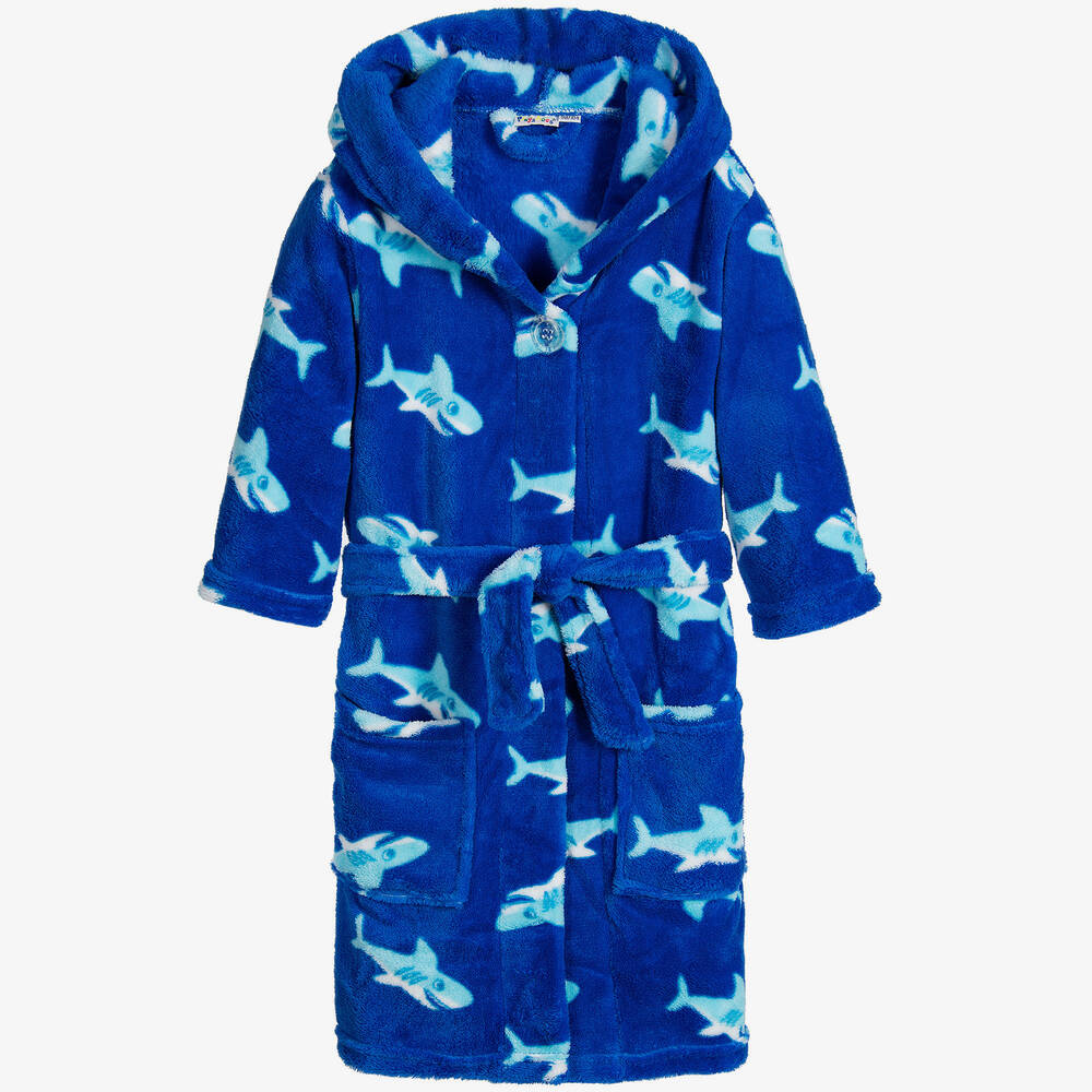 Playshoes - Blue Shark Fleece Dressing Gown | Childrensalon