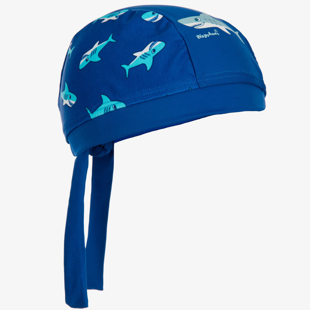Playshoes - Gorro azul con protección solar y tiburones para niño (UPF50+) | Childrensalon