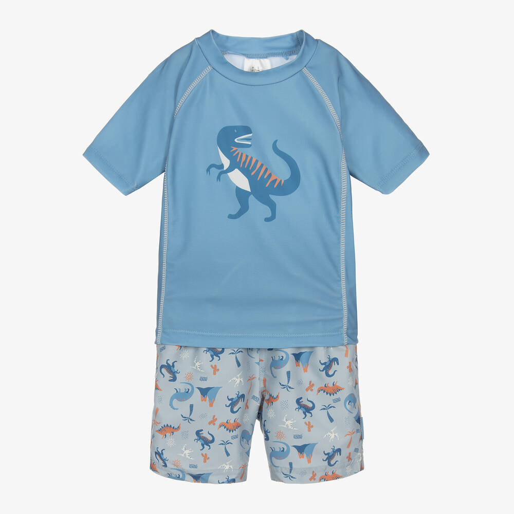 Playshoes -  بدلة سباحة بطبعة ديناصور لون أزرق للأولاد (+UPF40) | Childrensalon